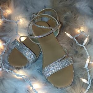 Shimmering Silver Strappy Sandals